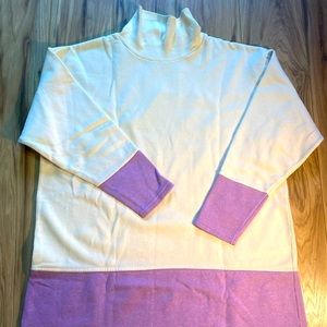 SUNBELT- Color Block Turtleneck Sweatshirt- Purple